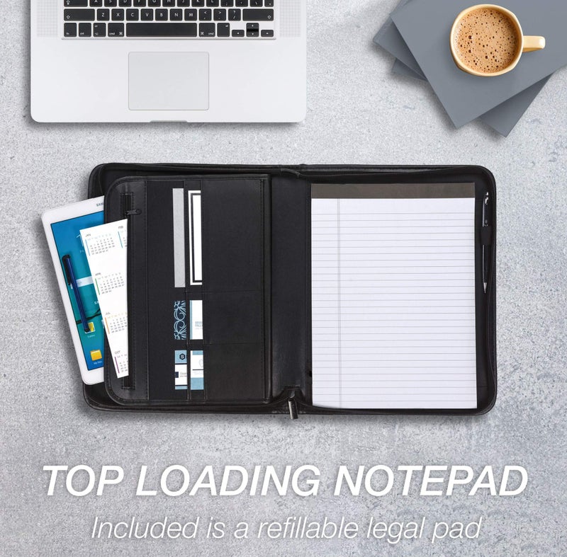 Samsill Professional Padfolio with Secure Zippered Closure  10.1 Inch Tablet Sleeve  and 8.5 by 11 Inch Notepad  Black  Full Size (70820) - Image 5